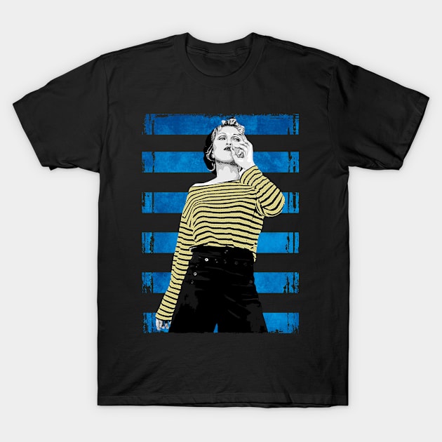 Madonna Vintage Halftone-True Blue Stripes T-Shirt by Mr.FansArt